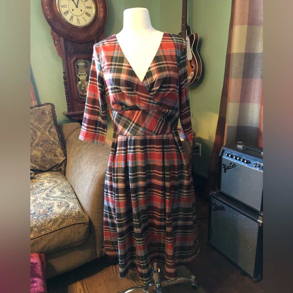 HELL BUNNY Autumn Plaid Dress NWT